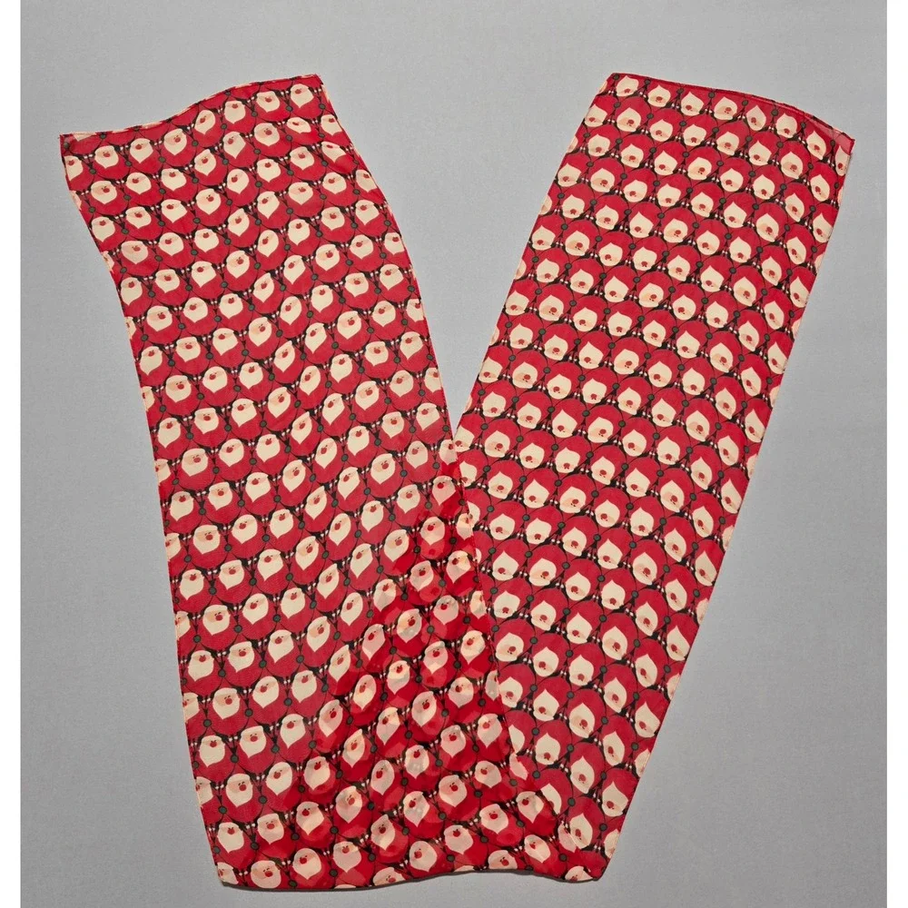 Holiday Santa Claus‎ Face Scarf Red 10x63 Long Christmas Novelty Sheer Polyester